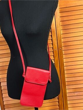 UNIQLO Red -Leather Crossbody Phone Pouch